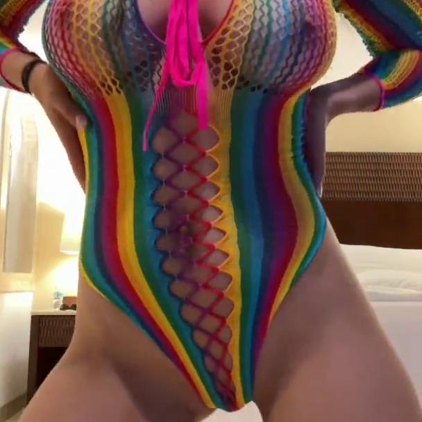 Christina Khalil Sexy Fishnet Bodysuit Anal Play Video Leaked
